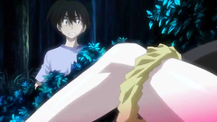 Tied up brunette teen gets fucked in the bushes