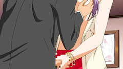 Hot anime babe in sexy lingerie gets down on her knees