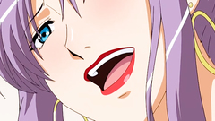 Busty anime girl spreads her legs and gets drilled really deep