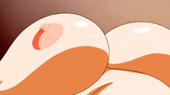 Busty anime girl spreads her legs and gets drilled really deep