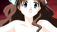 Blindfolded brunette in passionate banging in hentai toon