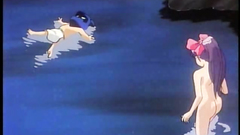 Horny anime girl plays with his little prick