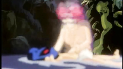 Horny anime girl plays with his little prick