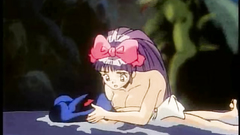 Horny anime girl plays with his little prick