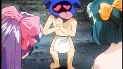 Two busty babes catches one little sexy monster