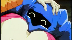 Little funny monster fall in love with sexy blonde girl