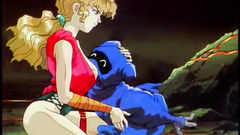 Little funny monster fall in love with sexy blonde girl