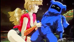 Little funny monster fall in love with sexy blonde girl