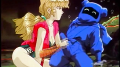 Little funny monster fall in love with sexy blonde girl