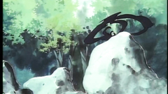 Sexy anime chick with long legs and her monster friend