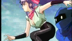 Sexy anime chick with long legs and her monster friend