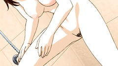 Naked anime babe with hot body takes shower totally naked