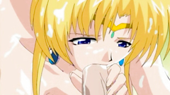 Sweet blonde teen swallows thick dick with her little mouth