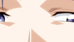 Adorable anime lady with short hair and big tits covered with cum