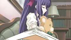 Young brunette anime teen looks so romantic and cute