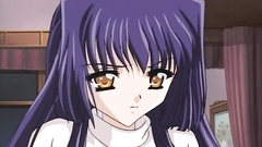 Young brunette anime teen looks so romantic and cute