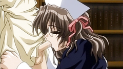 Anime teen goes down on her knees and gives head