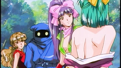 Sexy anime teens and weird creature travelling together