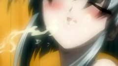 Sweet anime brunette blows cock on her knees