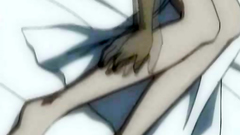 Sweet anime brunette blows cock on her knees