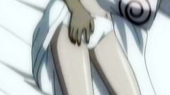 Sweet anime brunette blows cock on her knees