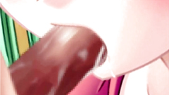 Petite anime girl blows thin cock on her knees