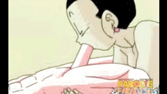 Dragonball's bitch deepthroats her friend's cock