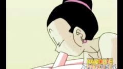 Dragonball's bitch deepthroats her friend's cock