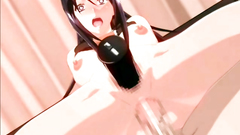 Seductive brunette blows two cocks at the same time