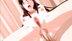 Seductive brunette blows two cocks at the same time