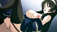 Sweet brunette in black stockings fucks her lover