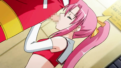 Beautiful pink-haired teen blows cock on her knees