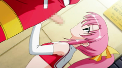 Beautiful pink-haired teen blows cock on her knees