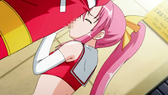 Beautiful pink-haired teen blows cock on her knees