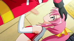 Beautiful pink-haired teen blows cock on her knees