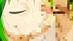 Anime girl with green hair and hot body in hentai toon