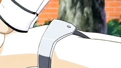 Anime girl with green hair and hot body in hentai toon