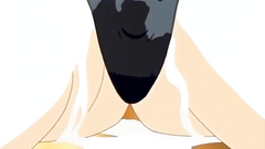 Anime girl with green hair and hot body in hentai toon