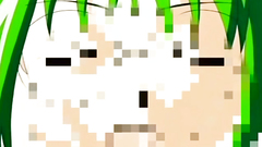 Anime girl with green hair and hot body in hentai toon