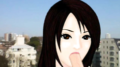 Handsome black-haired babe waits for a cumshot