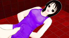 Adorable black-haired babe swallows big erection