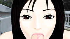 Adorable black-haired babe swallows big erection