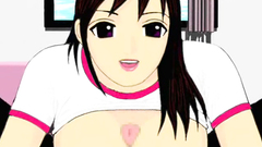 Brunette girl strokes hard cock with her boobies