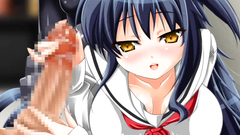 Young hentai girl strokes huge cock like a pro