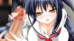 Young hentai girl strokes huge cock like a pro