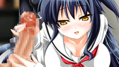 Young hentai girl strokes huge cock like a pro