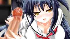 Young hentai girl strokes huge cock like a pro