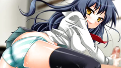 Beautiful hentai girl strokes hard dick by her hands