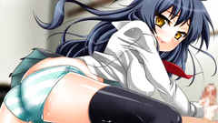 Beautiful hentai girl strokes hard dick by her hands