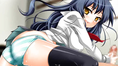 Beautiful hentai girl strokes hard dick by her hands